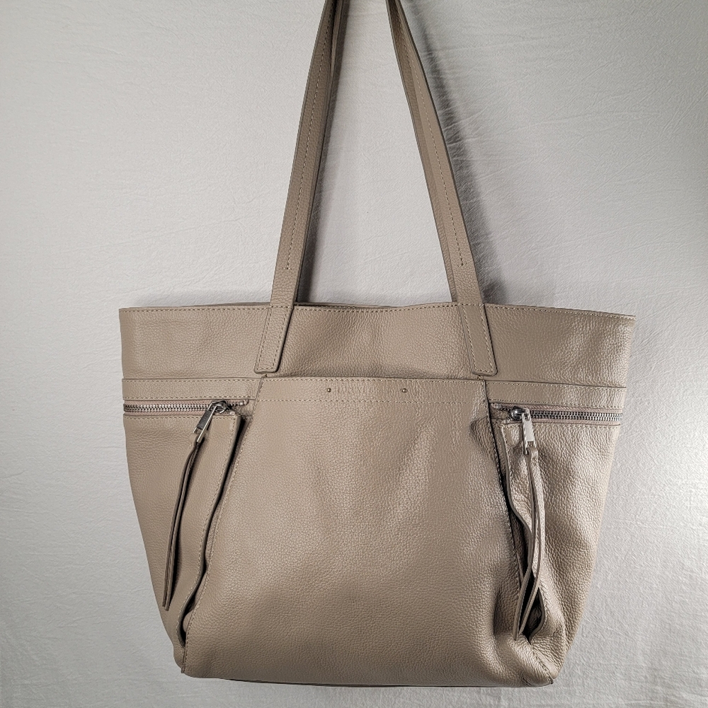 Lucky Brand Taupe Pebbled Leather Tote